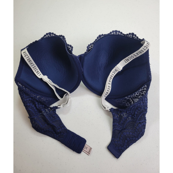 Victoria's Secret Underwire T-Shirt Bra Navy Blue Lightly Lined Demi Size 38DD - Picture 9 of 10